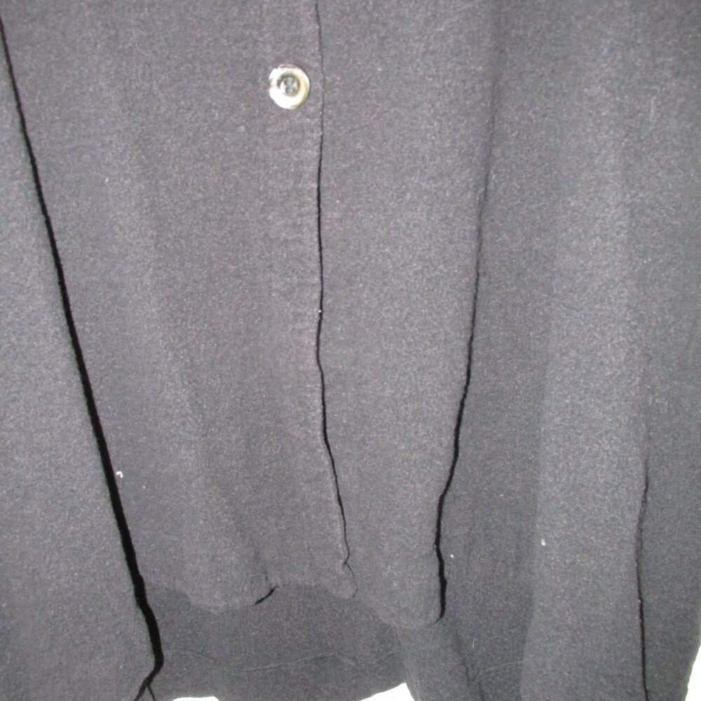 Blue Fish Black Cotton Fleece Button Vest Lagenlook Art to Wear Size 1 Small/Med - Picture 5 of 5